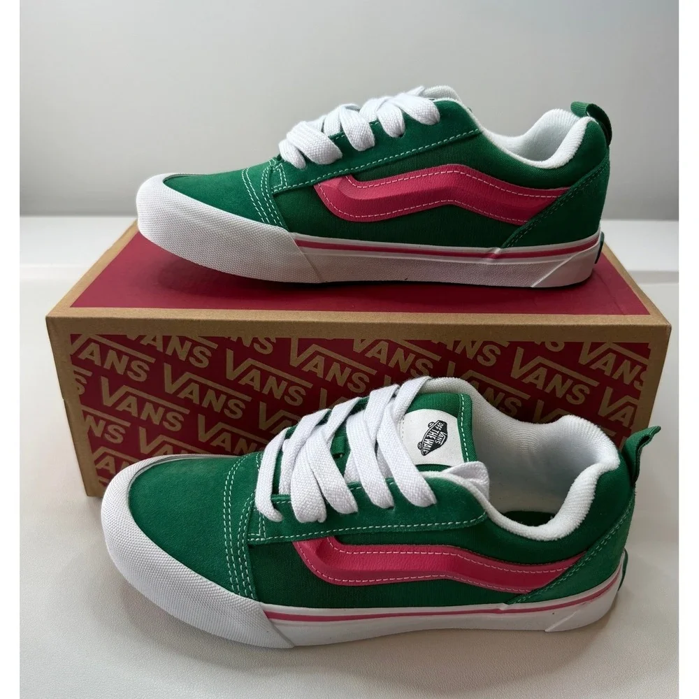 Vans Knu Skool Green Pink Skate Shoes VN000D2TBOC Juniors 5.5 Womens 7 NEW
